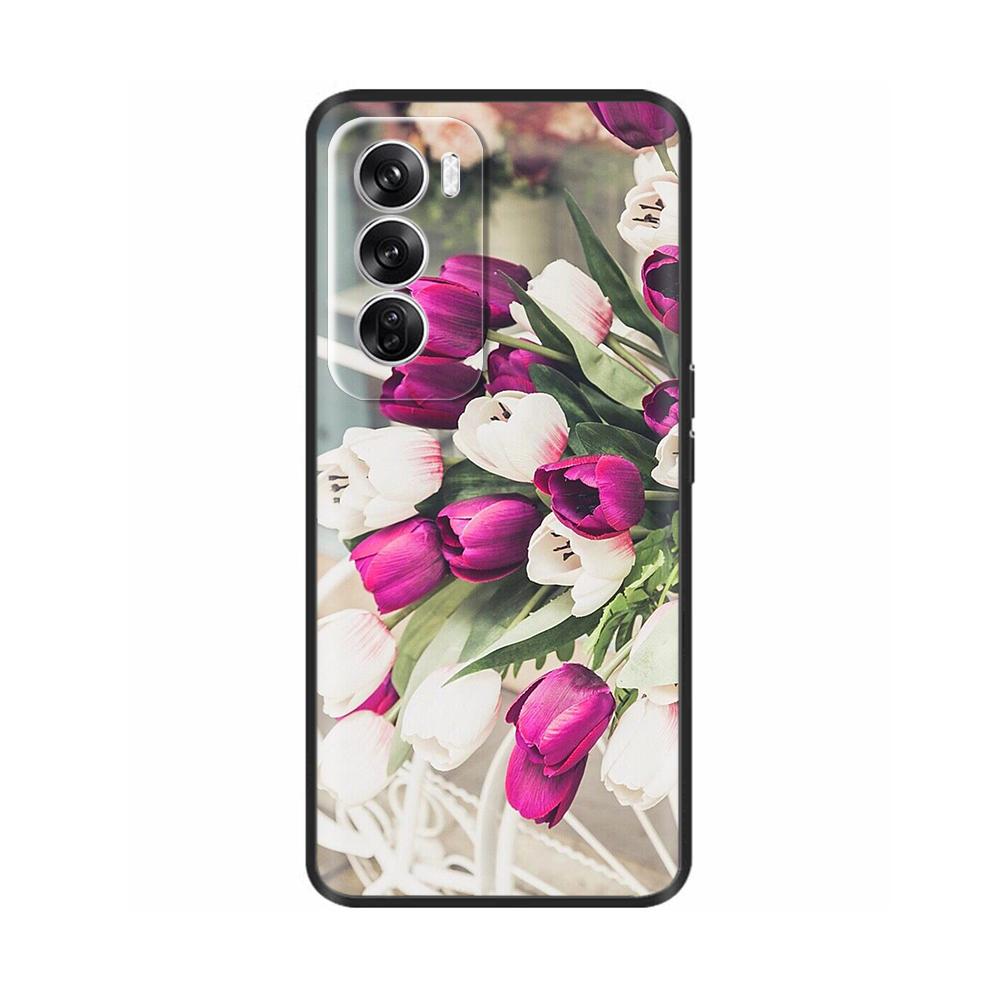 For OPPO Reno 12 5G Case Flower Painted Soft TPU Silicone Case Cover for Oppo Reno12 Pro Protective Shells On Reno 12Pro Capa