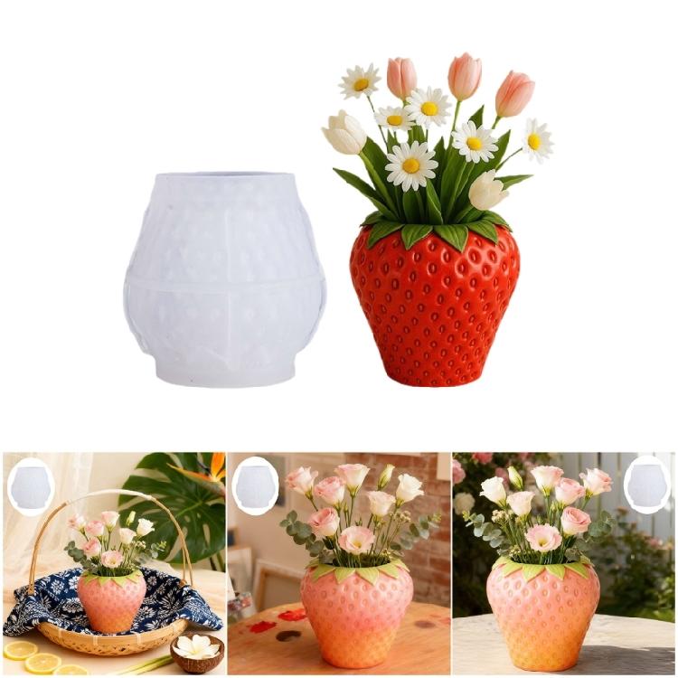 Planter Molding Tool Heat Resistant Silicone Mould for Making Strawberry Shaped Plant Container Flower Pots Mold