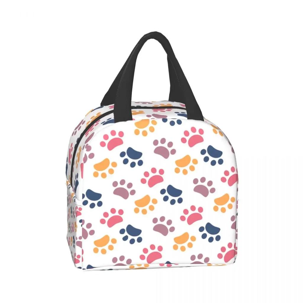 Pet Paw Pattern Animal Imprint Insulated Lunch Bag for School Office Dog Footprint Gift Picnic Thermal Cooler Lunch Box Women