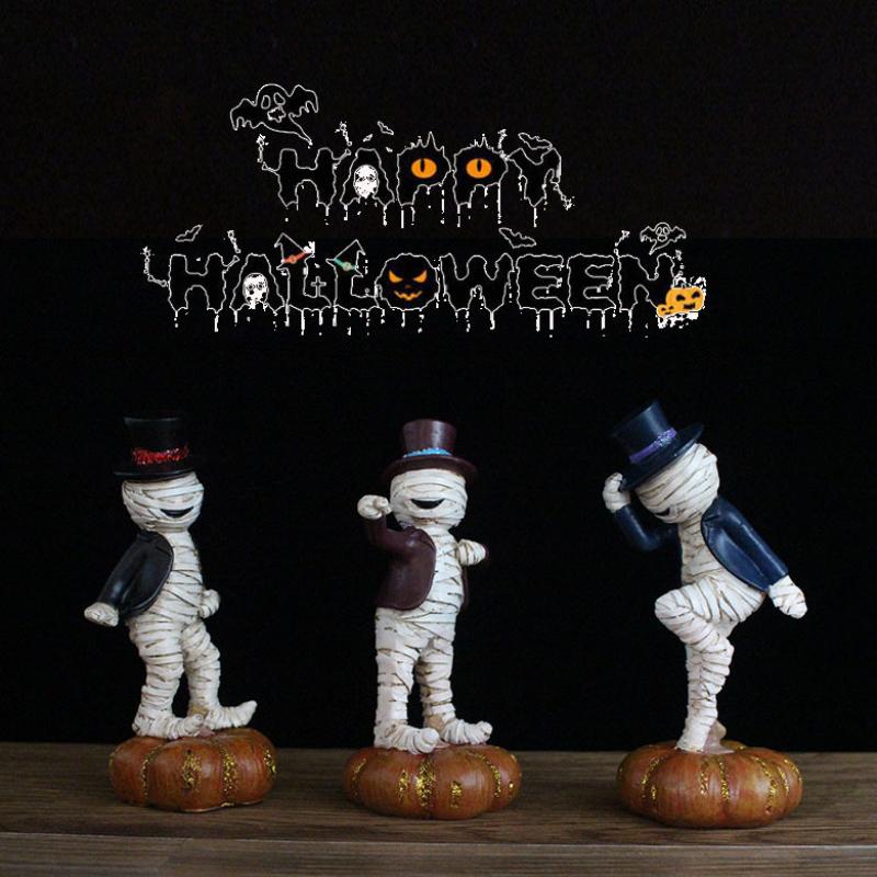 Pryskyřičné umělecké řemesla Mumie Panenka Tančící Dýně Halloweenské Dekorace Figurka Sochy Ozdoby Halloweenská Dekorace