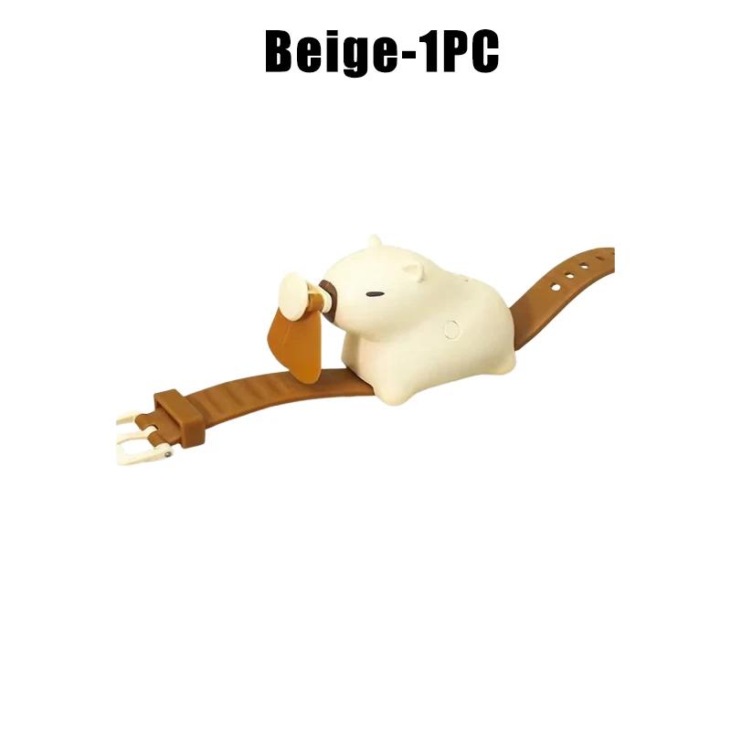 Тихий Мини-вентилятор с USB-зарядкой для студентов Дизайн с капибарой Наручный Маленький вентилятор Высокоскоростной Охлаждающий Ветер Портативный Вентилятор для класса