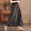 Floral Print Vintage Johnature Women Skirts Elastic Waist Casual Cloths Spring Soft Women Aline Skirts