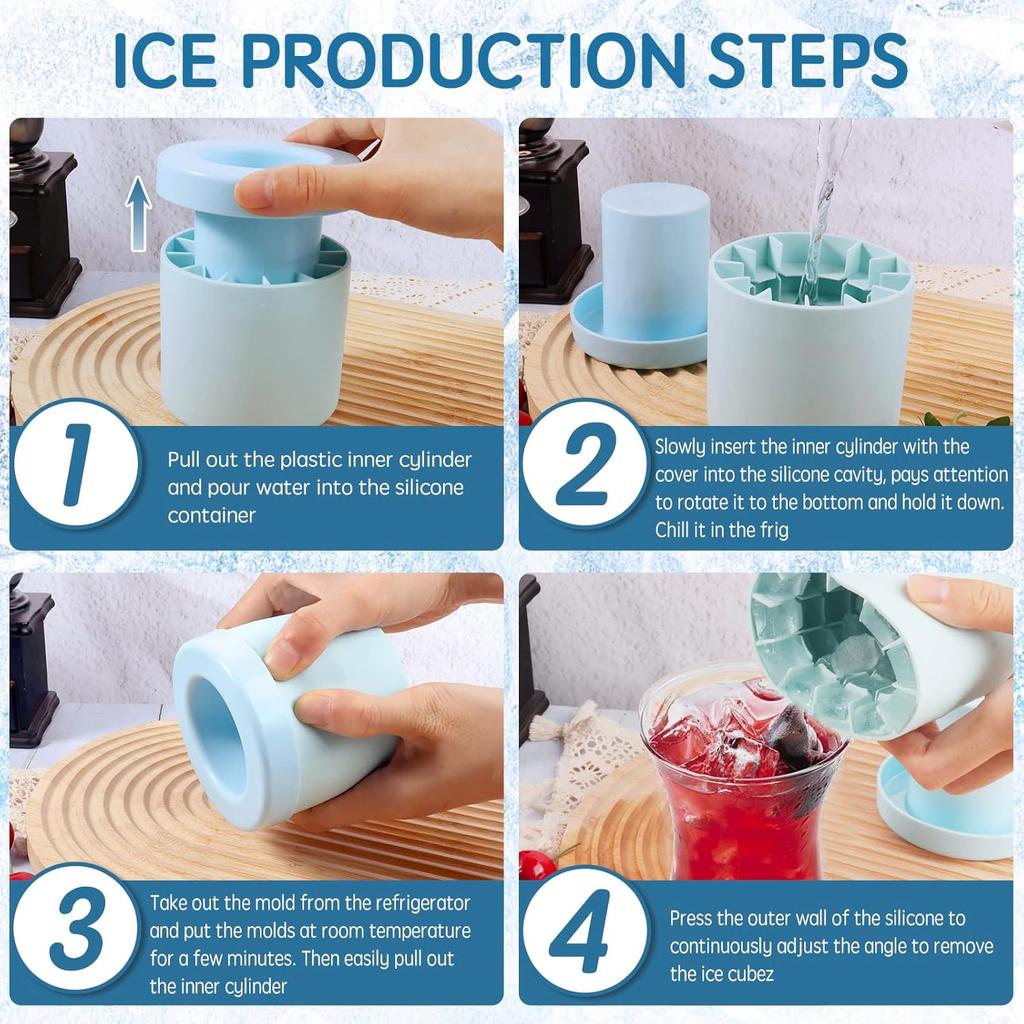 Silicone Ice Cube Mold Round Ice Bucket Summer Homemade Diy Refrigerator Freeze Ice Maker Kneading Ice Cube Mold Barware Tools