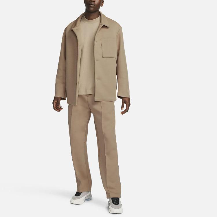 Nike Sportswear Tech Fleece Reimagined Oversized Shacket Khaki Men Tops Tan FB8167-247