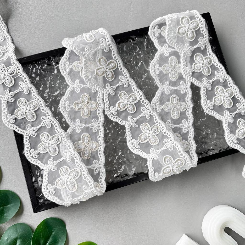 White Lace Handmade Beads Embroidery Barcode Clothing Window Decoration Home Accessories Barcode Lace Accessories