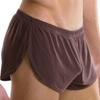 Solid Color Casual Men Elastic Waistband Split Shorts Underwear Home Sportswear
