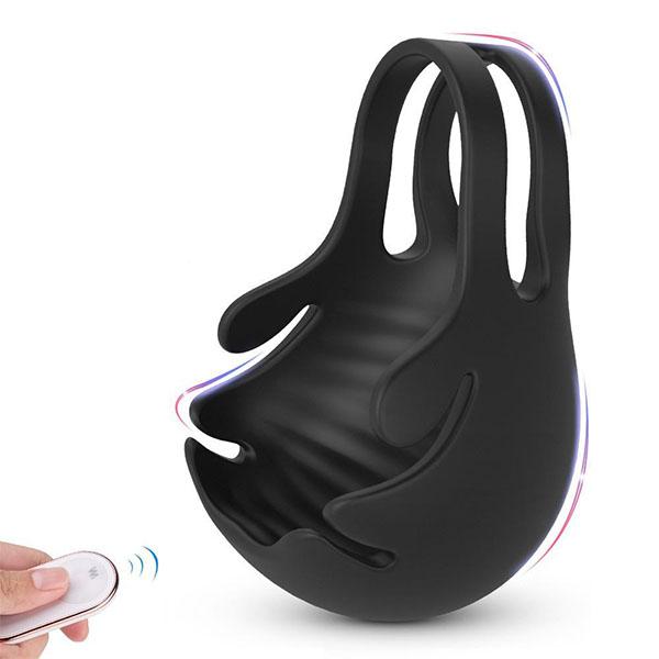 Vibrador de pene Masturbador masculino Vibrador de masaje testicular Anillo retardante de eyaculación Manga de pene Estimulador de escroto Juguetes sexuales