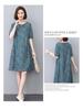 Floral Linen A-Line Dress for Women, 2024 Summer Collection – Elegant Slimming Style for Middle-Aged Mothers