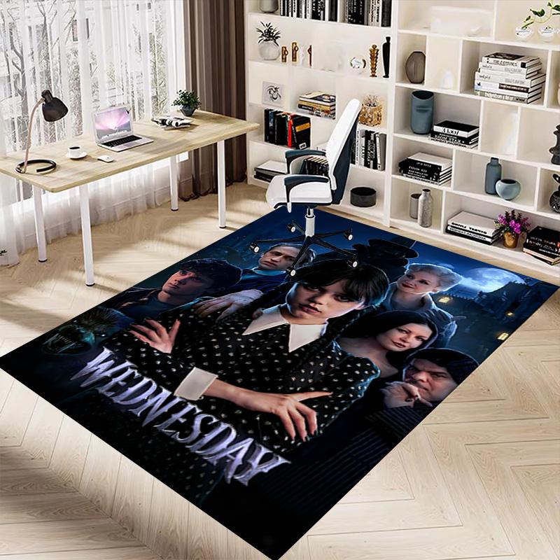 1pc Wednesday Addams Mystery Carpet for Playroom Bedroom Living Room Sofa Home Decor,kids Game Area Rug Non-slip Floor Mat Y82682