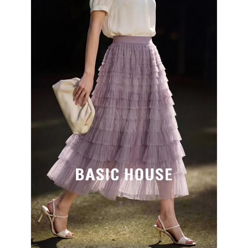 Basic House Women s Mesh Puffy A-Line Skirt M