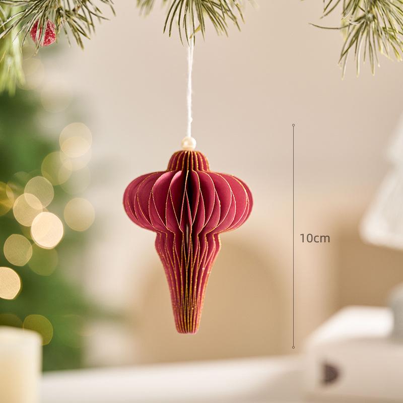 Irregular Shape Paper Honeycomb Christmas Tree Ornaments - Small Pendant & Honeycomb Ball Decor.