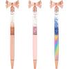 3 Pieces Bow Decoration Twist Metal Ballpoint Pen Ball Pen 1.0 MM Black Ink