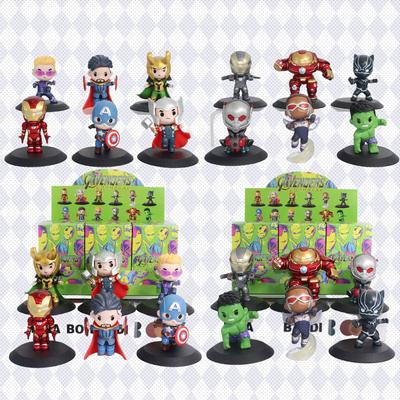 Bandai Marvel Avengers Anime Versión Q Set de 6 Piezas Muñeca de PVC Decoración Colgante Hecho a Mano Modelo Coleccionable Figuras de Juguete regalos