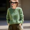 Autumn and winter new camel wool knitted loose sweater thickened large size lazy wind women's round neck pullover