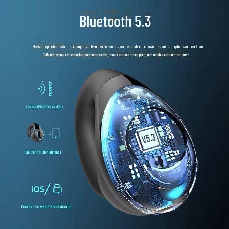 2025 New Wireless Bone Conduction Bluetooth Ear Clip Headset - Non-In-Ear Sports Ear Hook for Men and Women