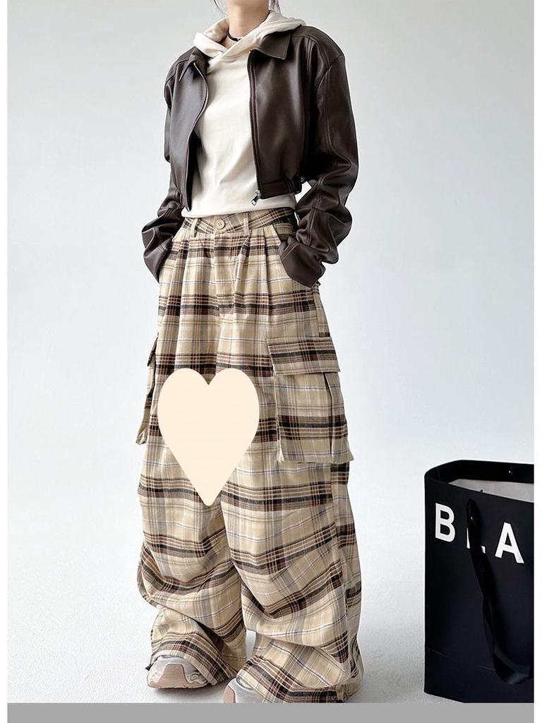 Women's American Retro Leather Jacket - Long Sleeve, Turn-Down Collar, 2025 Spring/Autumn, Sweet Cool Girl Motorcycle Style, Short Top