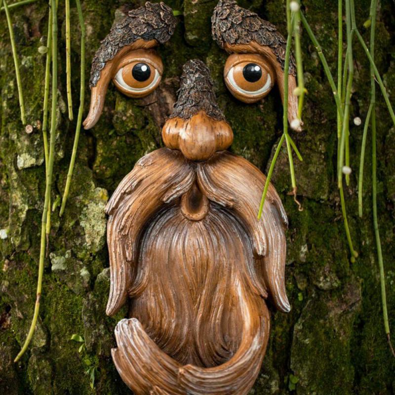 Tree Faces Unique Bird Feeders Decor Old Man Tree Hugger Garden Art Facial Features Sculpture Whimsical Tree Garden Decoration
