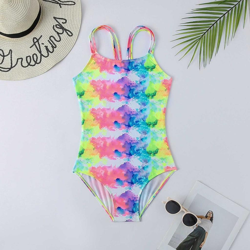 Fato de Banho de Peça Única Estampado para Meninas Moda Casual Para Crianças