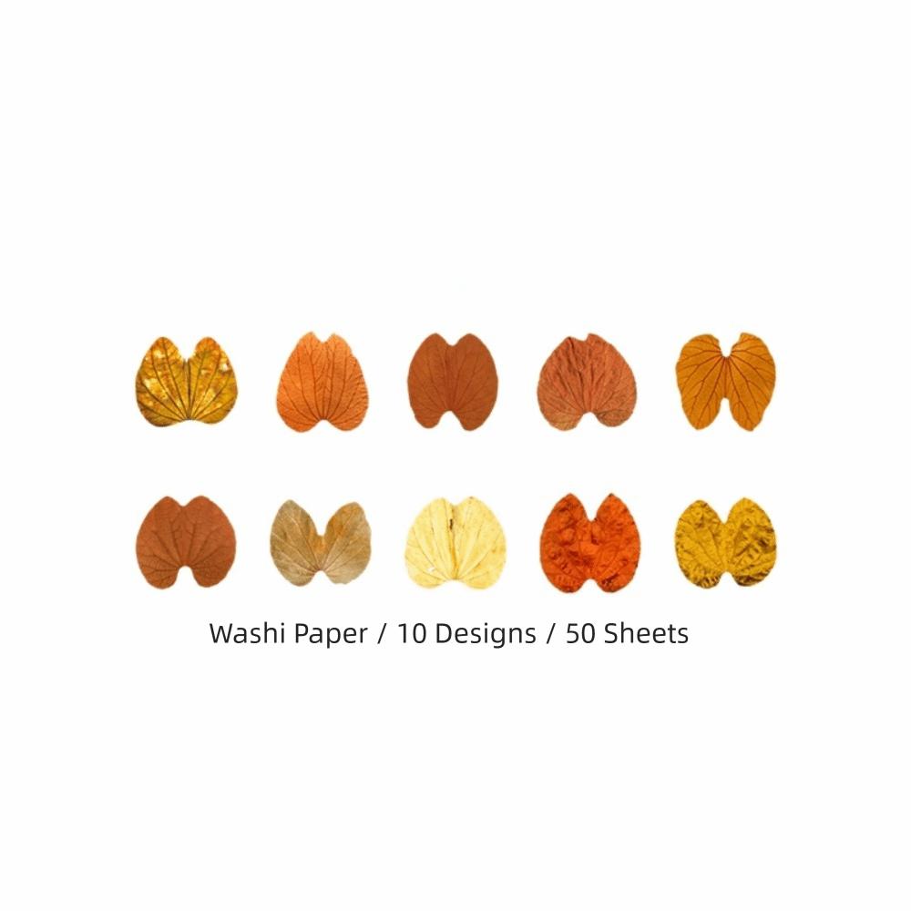 

50 Pcs Self-adhesive DIY Leaf Paper Stickers Leaf Shape DIY Scrapbooking Plant Stickers Yellow Autumn Leaves Series Children s