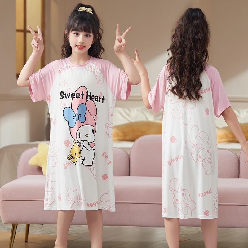 Girls Modals Sleep Dress Thin Nightgown Kids 3-8 Years Cartoon Princess Style Soft Comfortable Home Wear