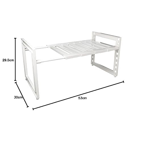 Pearl Metal Under-Bathroom Space Rack, White, 360-530cm, Extendable, Freely Adjustable, HB-4813