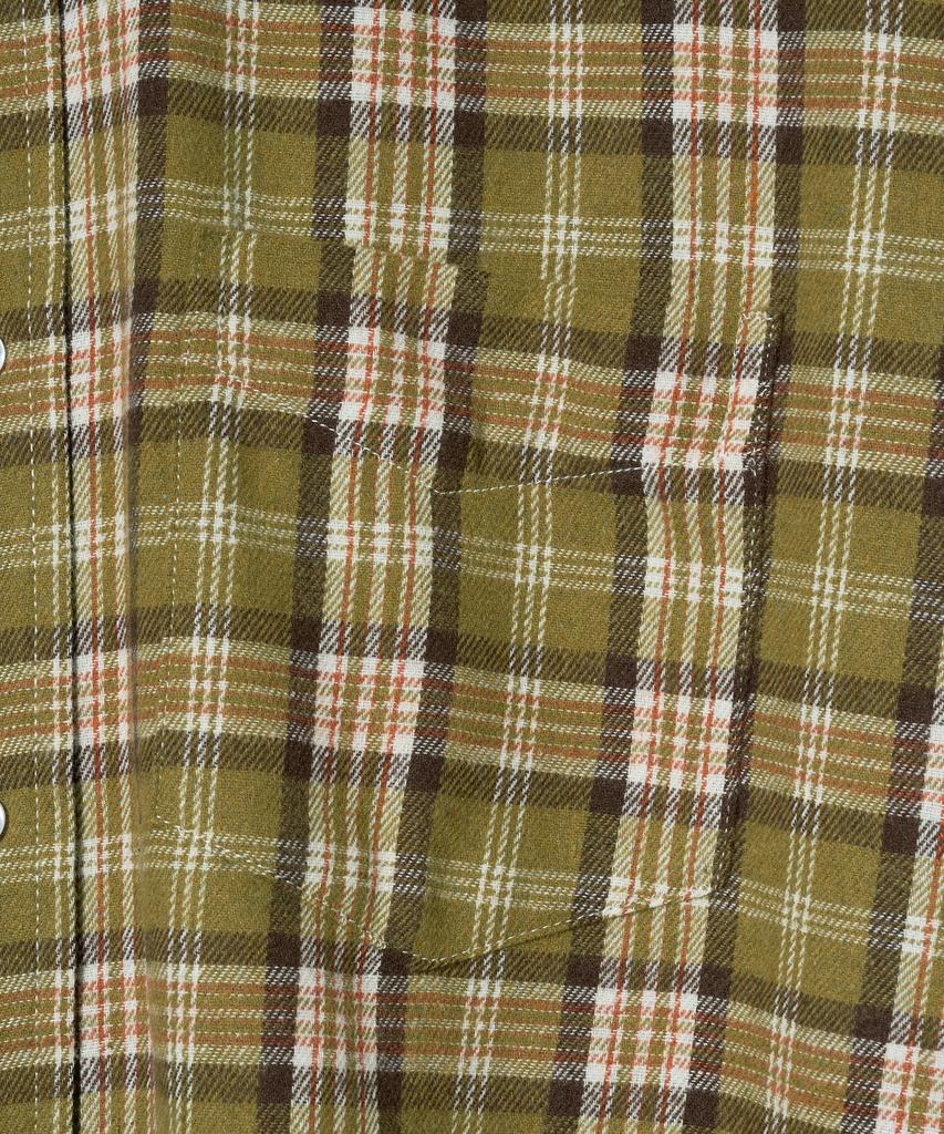 STANDARDERROR 87-Stan089 Classic Vintage Oversized Pocket Long Sleeve Check Shirt Olive