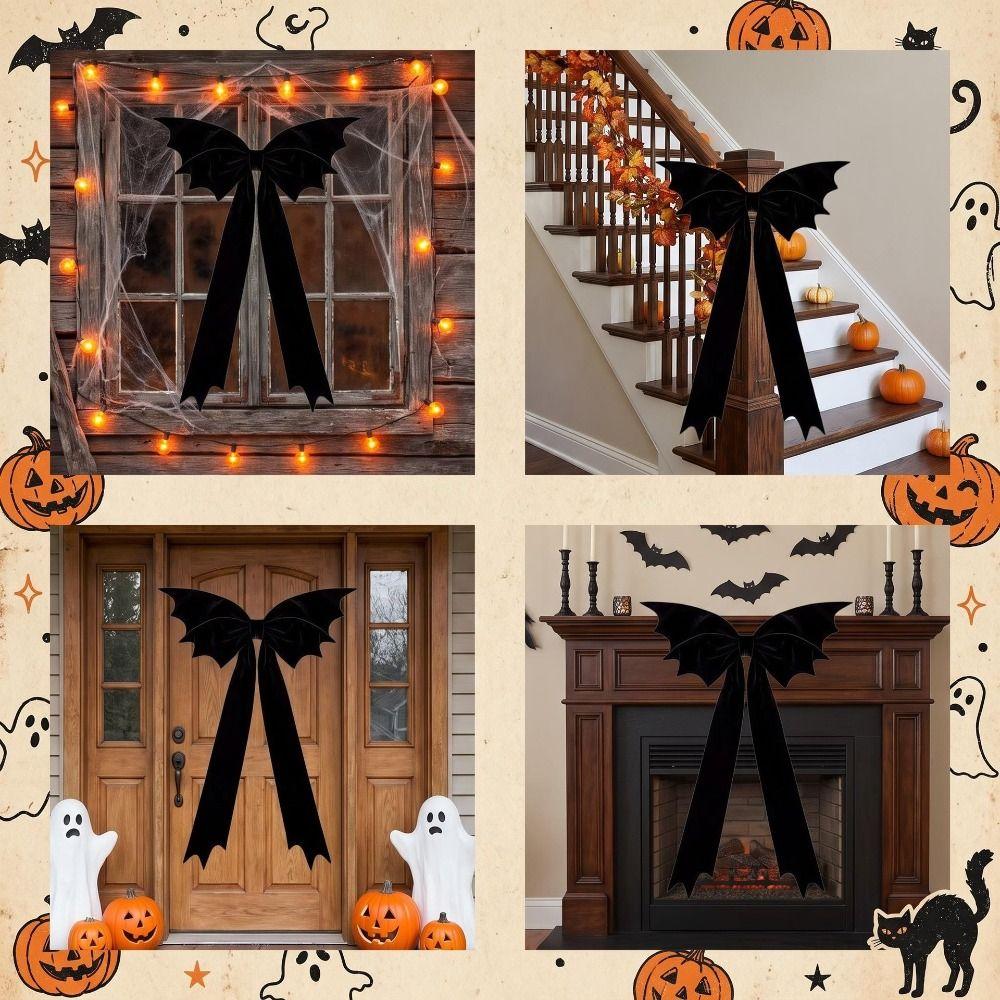Black Velvet Door Hanging Ornament 115cm Oversized Tree Topper Bow  Christmas Party