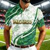 Men's Casual Short Sleeve Shirt with Mexico Print Quick Dry Lightweight Mesh Breathable for Summer Sports