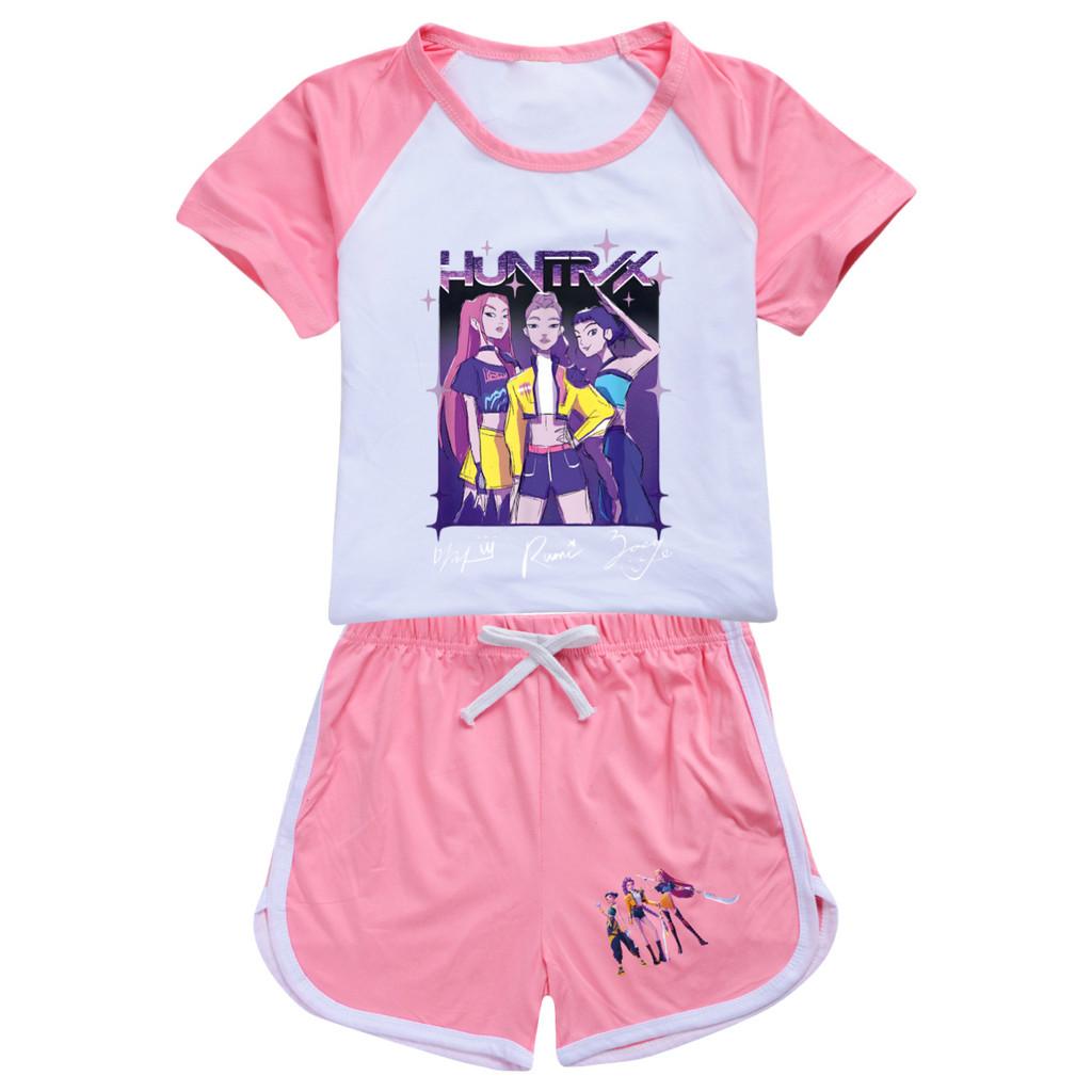 5022 Kids Girls POP Rumi Zoey Mira Print T-shirt Shorts Sport Tracksuit Clothes Set