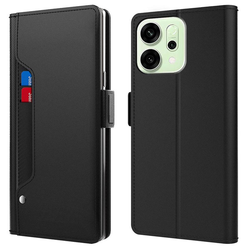 For Goppo Reno14 5G (Global) Case Stand PU Leather Phone Cover Card Holder Mirror