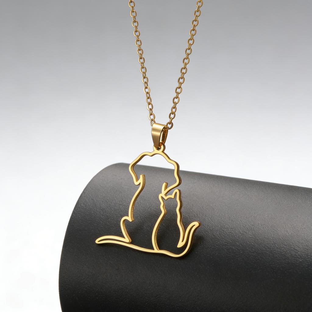 Cute Cat and Dog Pendant Necklace for Women and Girls, Stainless Steel Pet Jewelry Cat Necklace Gift, 2026 Trendy New Design