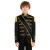 Kids Circus Ringmaster Jacket Long Sleeve Zip Up Tassel Golden Braided Tape Major Uniform Costume Sash