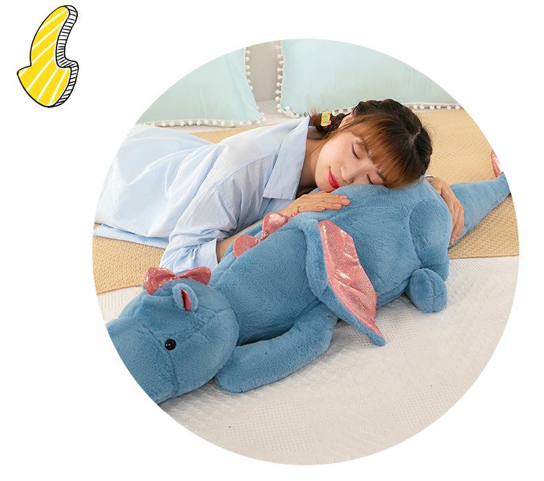Cute Plush Dragon Hug Pillow - Large Cartoon Dinosaur for Sleeping & Decor