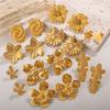 Fashion Irregular Folded Chrysanthemum Earrings Stainless Steel Gold Plated Versatile Earrings Jewelry