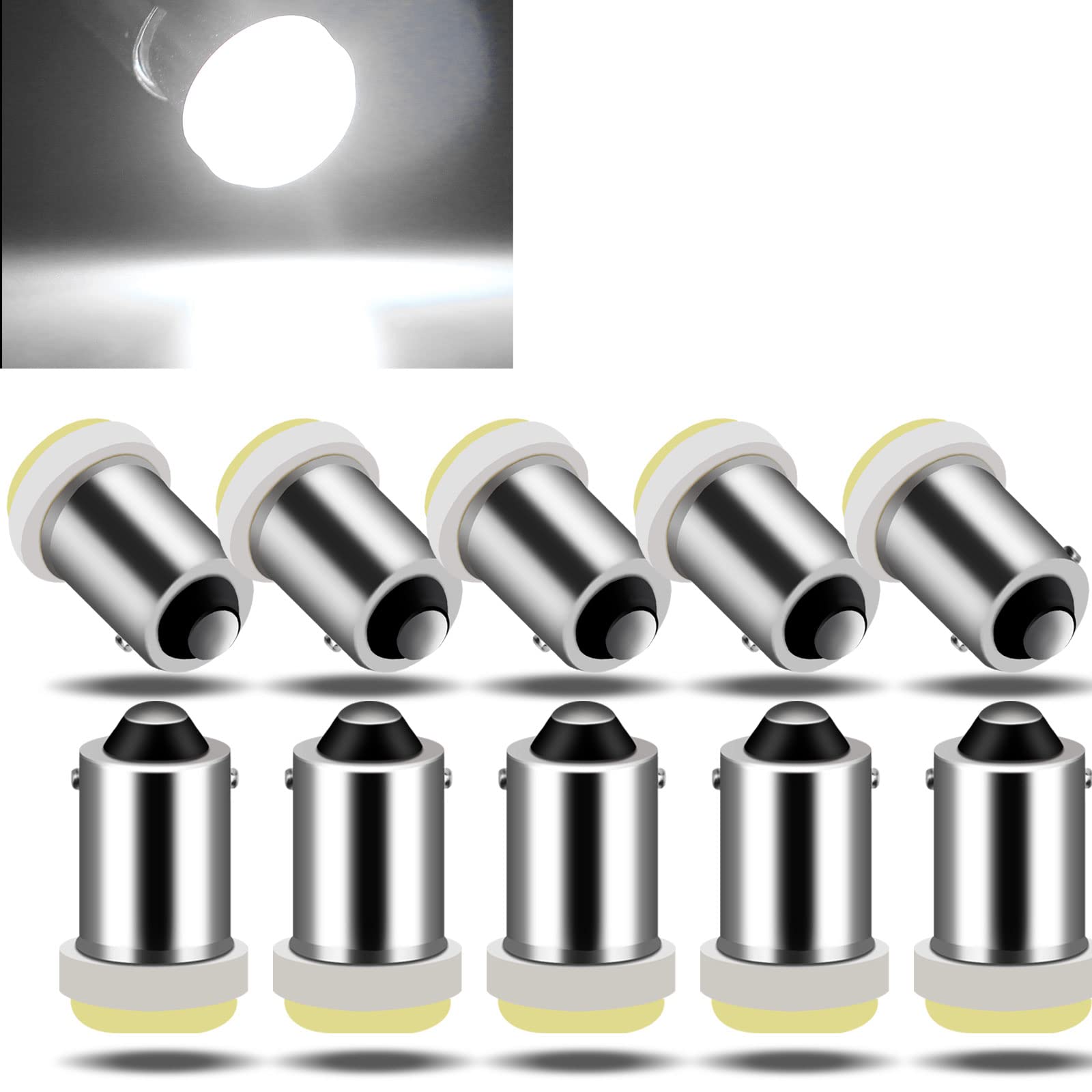 

YongMingBA9SG14LED Bulb Single Pin Angle 180° Single Meter Ball White Surface Emitting Number Light 12V 10 Pieces