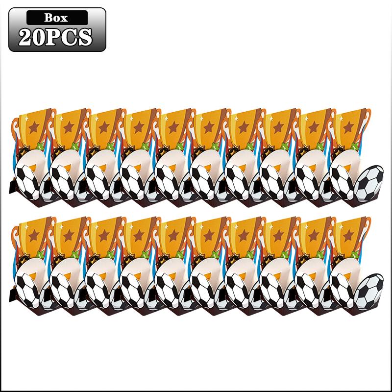 Football Player Birthday Party Boxes Cartoon Trophy Gift Packaging Boxes Dessert Table Candy Box Football Theme Party Supplies