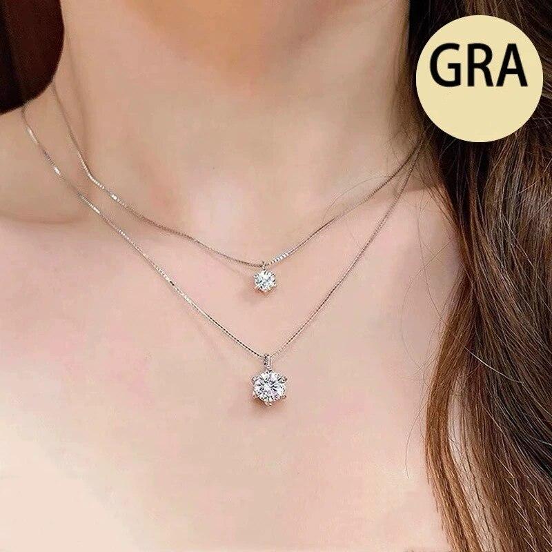 2 Karat GRA-zertifizierte Moissanit-Halskette für Frauen, D-Farbe, VVS1-Anhänger, 925er Sterlingsilber, Hochzeitsgeschenke, Premium-Schmuck