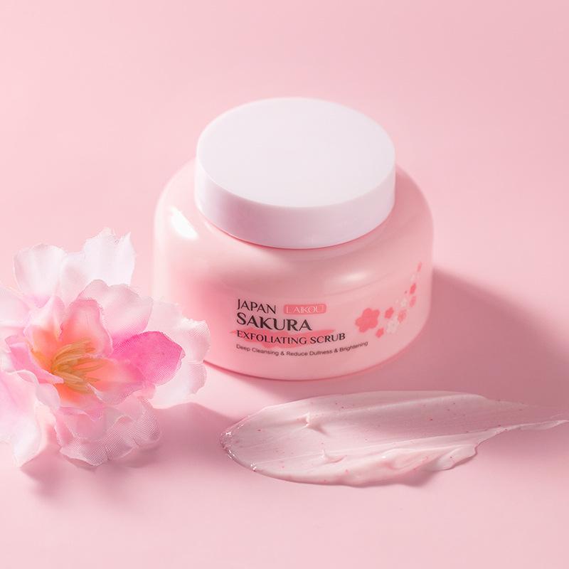 LAIKOU Japanese Sakura Scrub 100g Body Keratin Cleansing, Moisturizing and Hydrating Suitable for The Face
