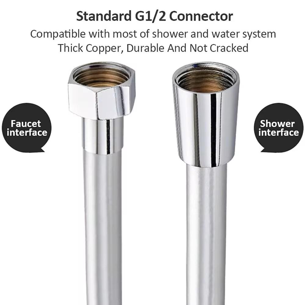 1.5/2/3M Black PVC Flexible Shower Hose Long Bathroom Shower Water Hose Extension Plumbing Pipe Pulling Tube Bath Accessories