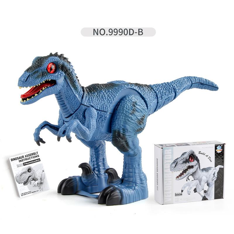 Children'S Electric Toy Velociraptor Walking Dinosaur Puzzle Diy Assembly Dinosaur Model Ornament