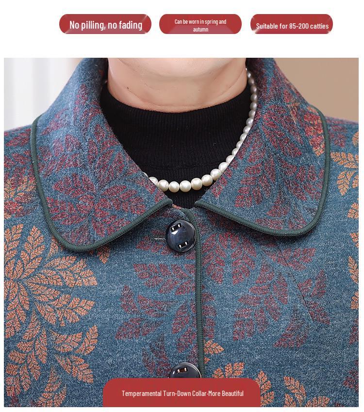 Grandma's Winter Coat: Fashionable Plus-Size Top for Women Aged 60-70, Ideal for Spring and Autumn