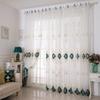Luxury European Sheer Window Panels, Velvet Trim Embroidery, Transparent Grommet Top Drapes for Living Room