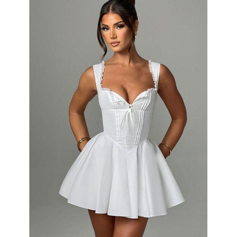 Moonlight Dance French Style First Date Pure Desire Style Sweet Girl Lace Edge Suspender Skirt Waist-Tight Slim Looking Short a Words Dress