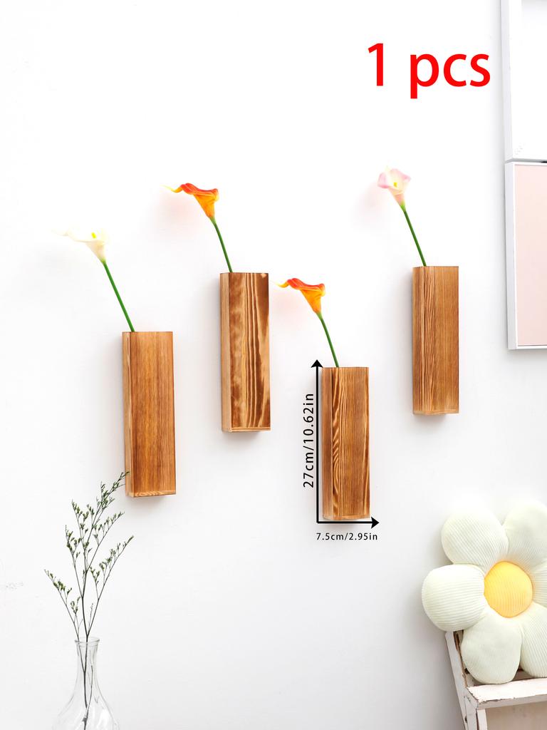 Wandpflanzer für Zimmerpflanzen Holz Wanddeko Schlafzimmer Wohnzimmer Holz Wandvasen für Trockenblumen und Kunstpflanzen