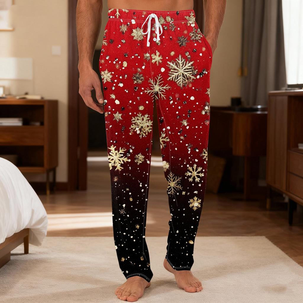 Herre Ensfargede Strikkede Ensfargede Lomme Fritidsbukser Hjem Pyjamasbukser