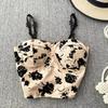 Padded Bra Elastic Camis Underwear Floral Print Corset Vest Women Tank Tops  Sleeveless Blouse