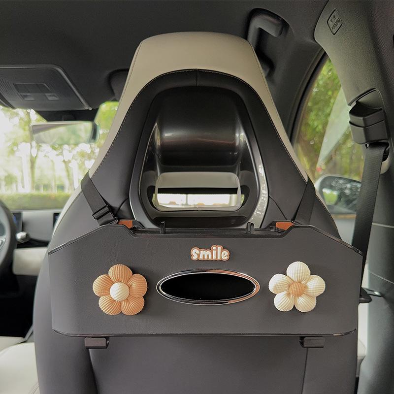Aufbewahrungsbox für die Rücksitzlehne mit Taschentuchhalter & Getränkehalter - Multifunktionaler Organizer