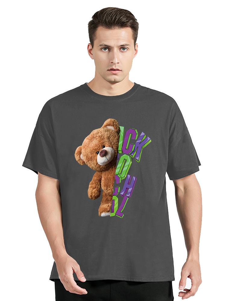 Fashion All-match Women Cotton T-shirt Cartoons Cute Bear Tops Summer Black Classic O-Neck Tee Women Clothes Hip Hop Tshirt