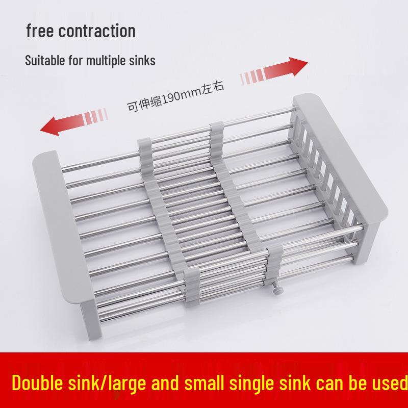 Telescopic Stainless Steel Sink Drain Rack - Multipurpose Basket for Dishwashing, Vegetable & Fruit Storage
