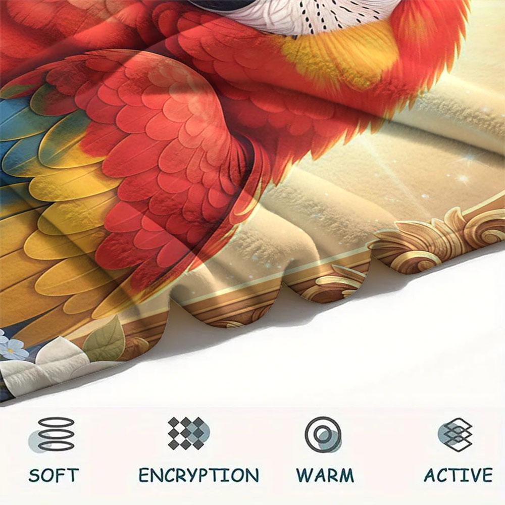 1Pc SacredBird Print Flannel Blanket, High quality Comfortable for All Seasons, Home Decor, Warmth and Comfort, Perfect for Christmas Gifts